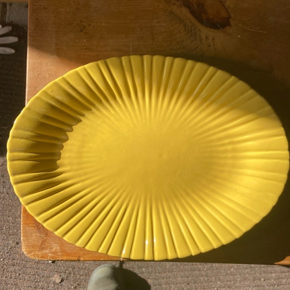 Stangl Pottery Vintage Ceramic Clay Oval platter Vegetabl Dish Bright Yellow 12” - Picture 1 of 2